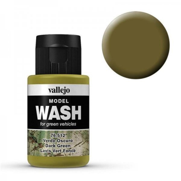 Vallejo 76512 35 ml. Dark Green, Wash Serisi Model Boyası