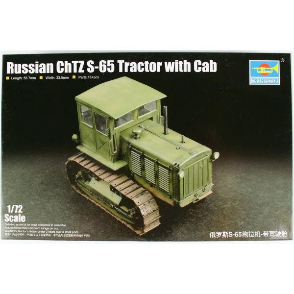 Trumpeter 07111 1/72 Ölçek, Rus ChTZ S-65 Paletli ve Sürücü Kabinli Traktör, Plastik Model Kiti