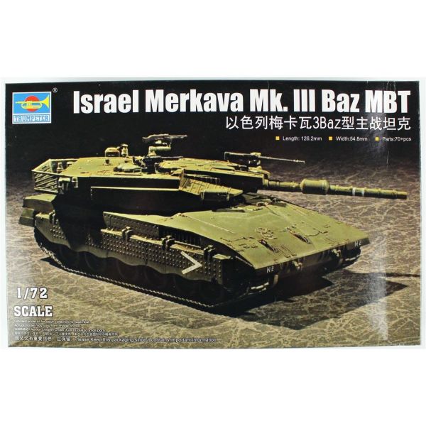 Trumpeter 07104 1/72 Ölçek, lsrail Merkava Mk. lll Baz Ana Muharebe Tankı, Plastik Model Kiti