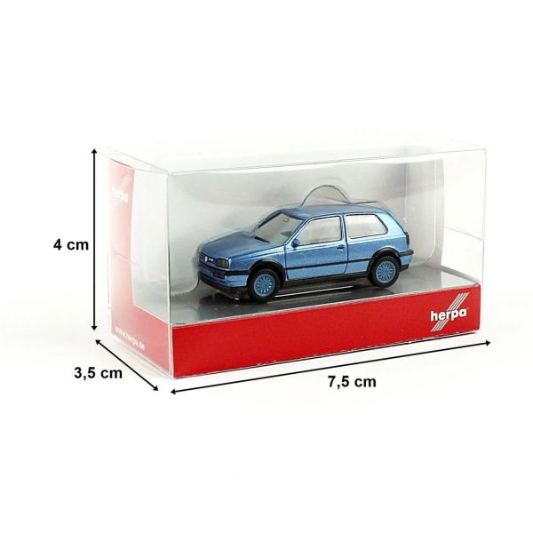 Herpa 034074-002 1/87 Ölçek, VW Golf III VR6, Mavi, Sergilemeye Hazır Model Araç