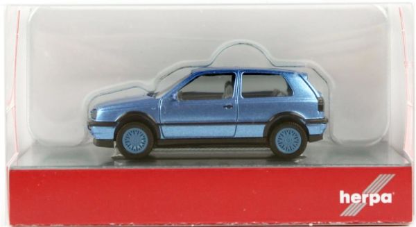 Herpa 034074-002 1/87 Ölçek, VW Golf III VR6, Mavi, Sergilemeye Hazır Model Araç