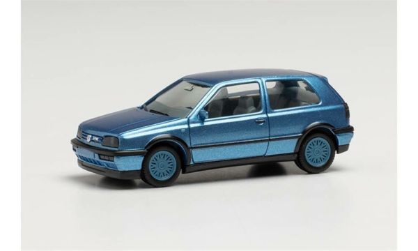 Herpa 034074-002 1/87 Ölçek, VW Golf III VR6, Mavi, Sergilemeye Hazır Model Araç