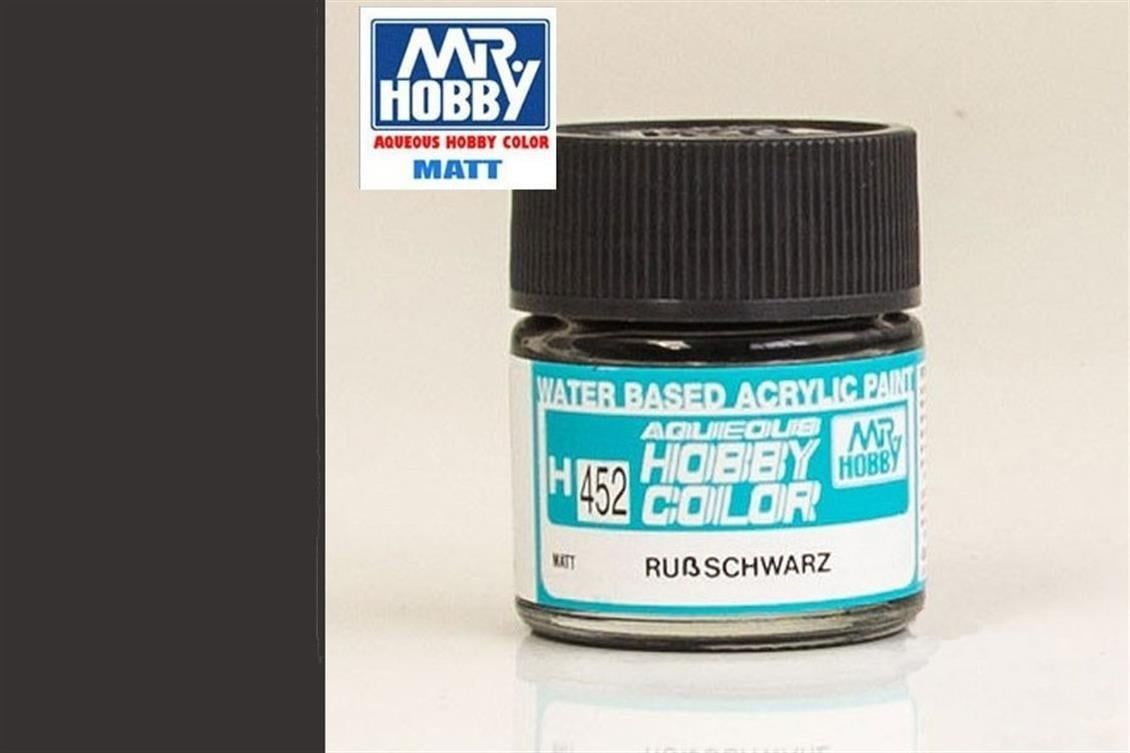 Mr.Hobby H-452 10 ml. Soot Black, Aqueous Serisi Model Boyası