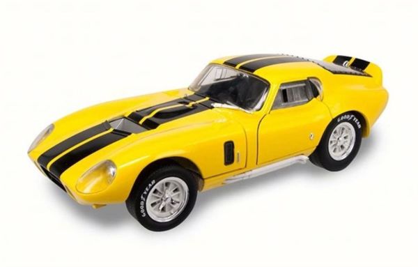 Road Signature 92408 1/18 Ölçek, 1965 Shelby Cobra Daytone Coupe, Yellow, Sergilemeye Hazır Metal Araba Modeli