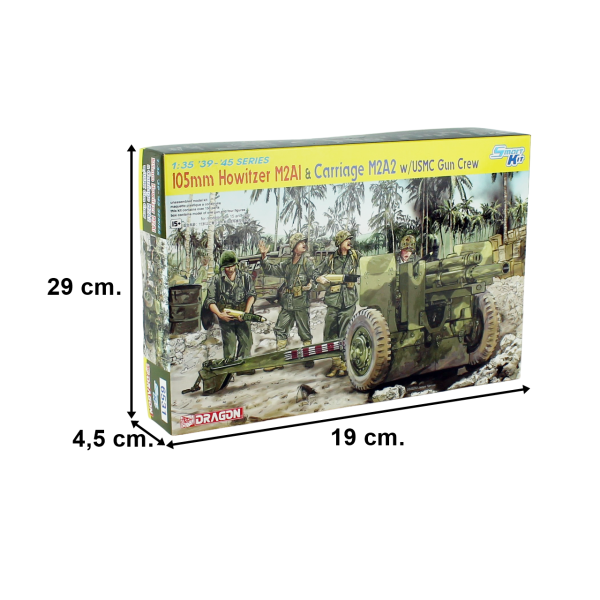 Dragon 6531 1/35 Ölçek,,105mm Howitzer M2A1 Top ve M2A2 Römork ile Mürettebatı, Plastik Model Kiti