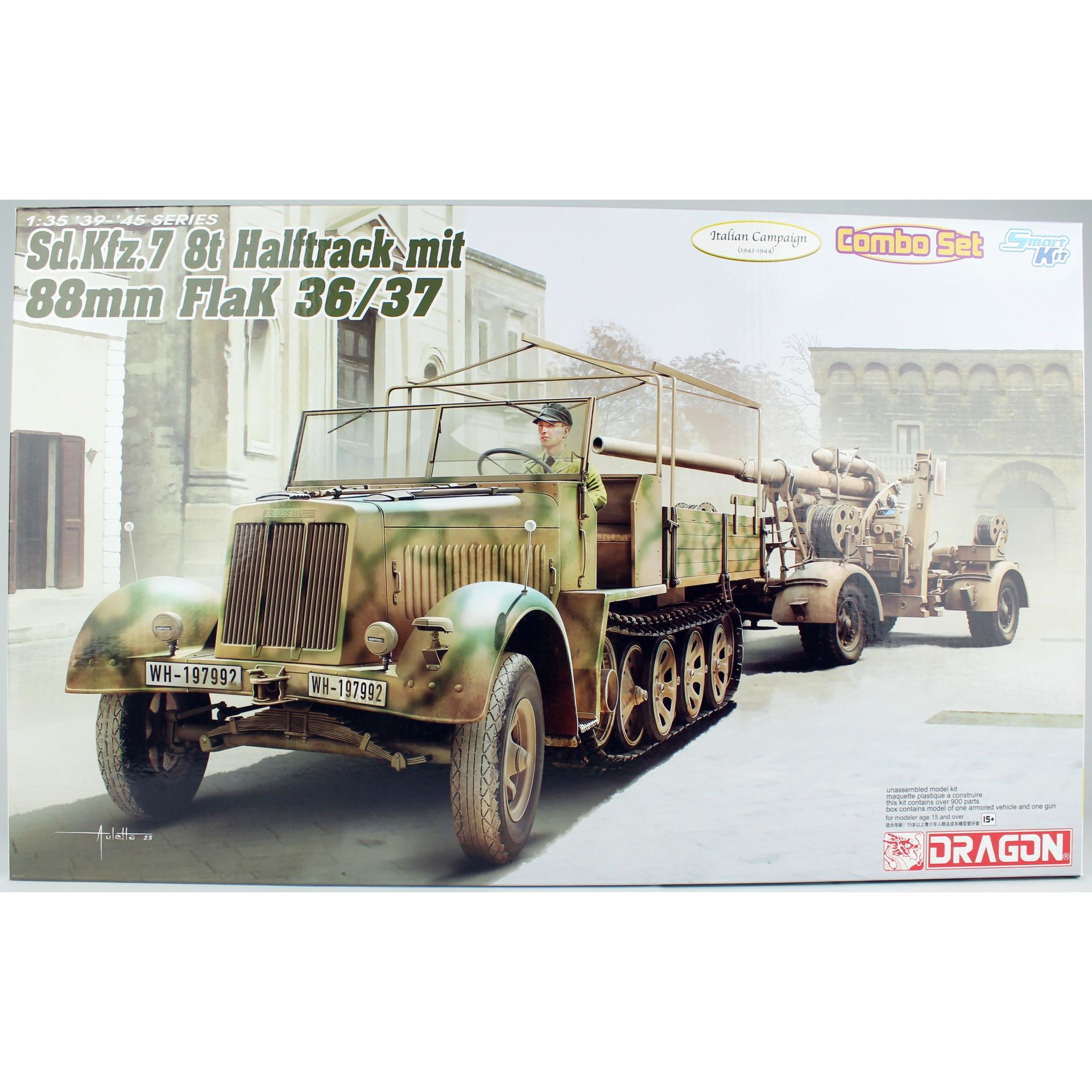 Dragon 6971 1/35 Ölçek, Sd.Kfz.7 8 Ton Yarı Paletli Kamyon (Geç Dönem) ve 8,8cm FlaK 36/37 Top, Plastik Model Kiti