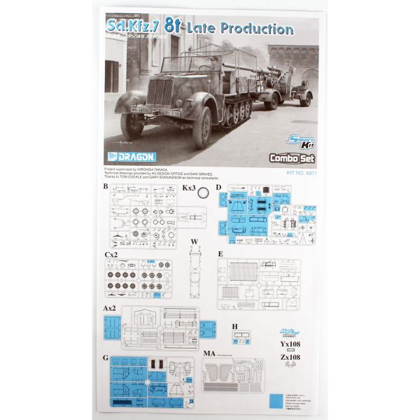Dragon 6971 1/35 Ölçek, Sd.Kfz.7 8 Ton Yarı Paletli Kamyon (Geç Dönem) ve 8,8cm FlaK 36/37 Top, Plastik Model Kiti