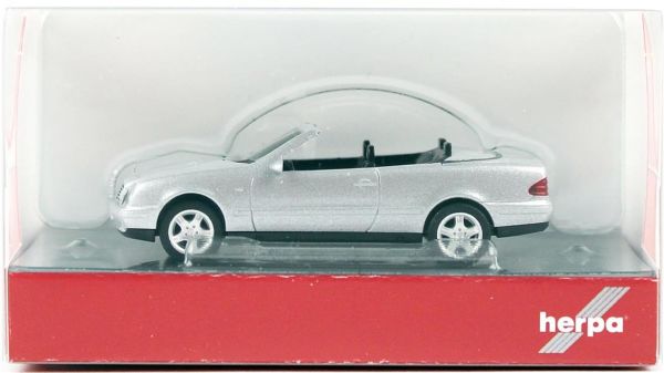 Herpa 032582-002 1/87 Ölçek, MB CLK Cabrio, Metalik Gümüş, Sergilemeye Hazır Model Araç