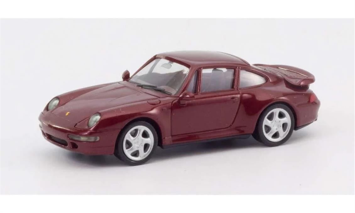 Herpa 031899-002 1/87 Ölçek, Porsche 911 Turbo, Arenaro Kırmızısı, Sergilemeye Hazır Model Araç