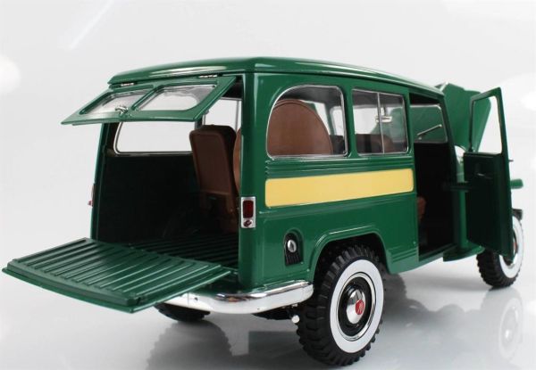 Road Signature 92858 1/18 Ölçek, 1955 Willys Jeep Station Wagon, Green, Sergilemeye Hazır Metal Araba Modeli