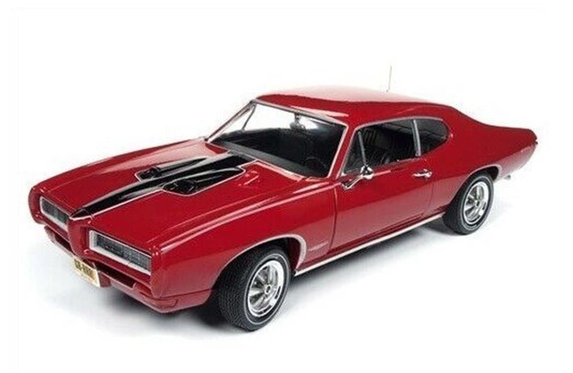 Autoworld 1153 1/18 Ölçek, 1968 Pontiac GTO Royal Bobcat, Kırmızı-Siyah, Sergilemeye Hazır Metal Araba Modeli