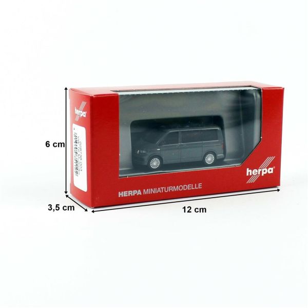 Herpa 028738-003 1/87 Ölçek, VW T6 Multivan, Pure Gri, Sergilemeye Hazır Model Araç