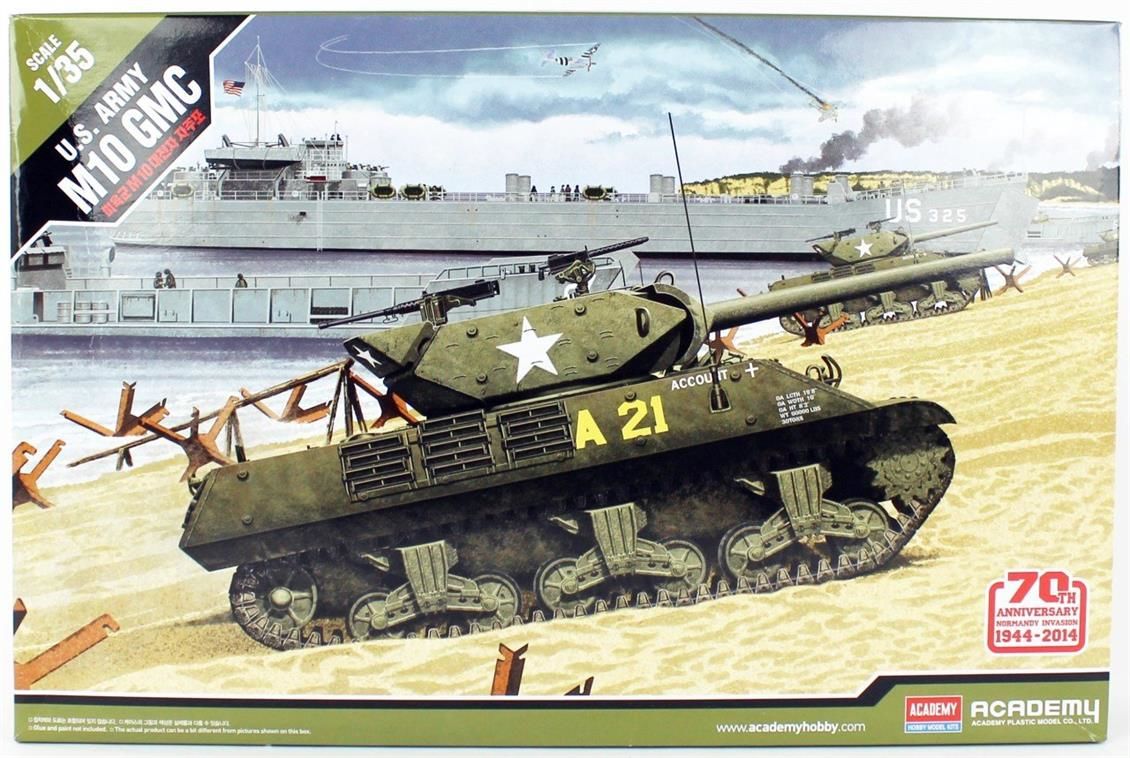 Academy 13288 1/35 Ölçek, US ARMY M10 GMC (70.Yıl Normandiya Çıkartması) Tankı, Plastik Model kiti