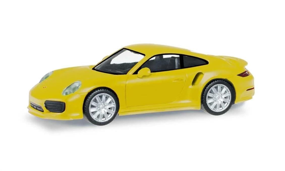 Herpa 028615-003 1/87 Ölçek, Porsche 911 Turbo Racing, Sarı, Sergilemeye Hazır Model Araç