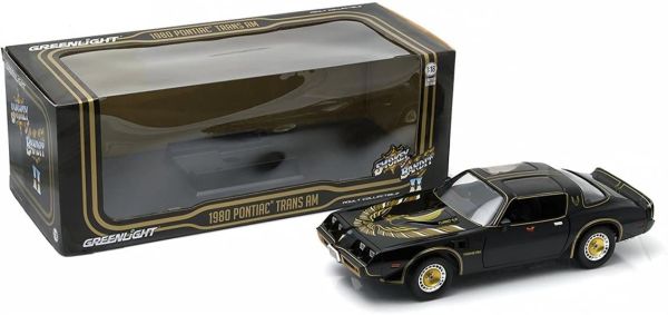 Greenlight 12944 1/18 Ölçek, Pontiac Firebird (Smokey&The Bandit), Siyah-Altın, Sergilemeye Hazır Metal Araba Modeli