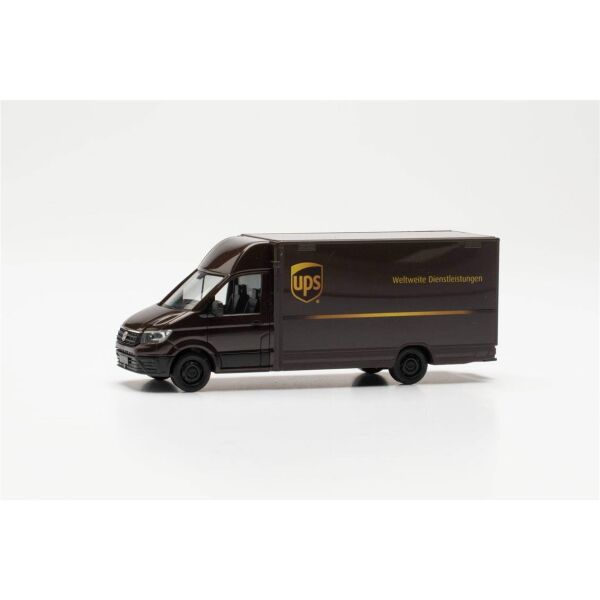 Herpa 097321 1/87 Ölçek, VW Crafter, Kabinli ve UPS Logolu Kargo Kamyoneti, Sergilemeye Hazır Model Araç