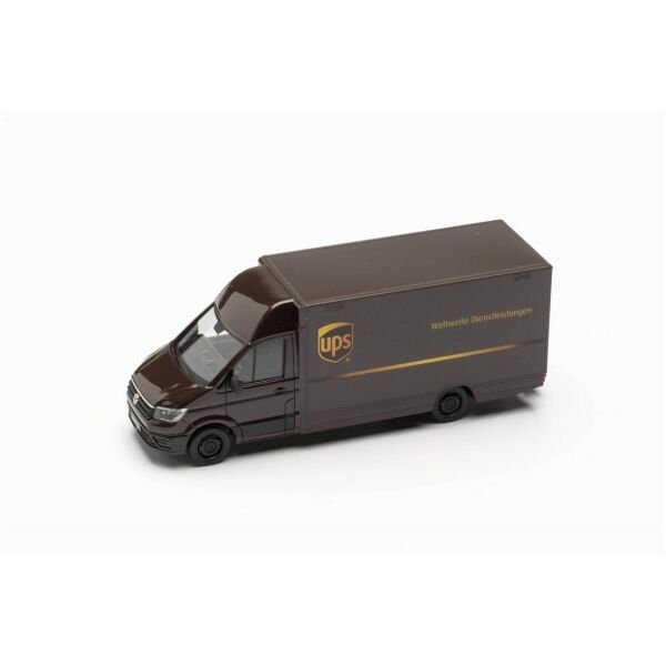 Herpa 097321 1/87 Ölçek, VW Crafter, Kabinli ve UPS Logolu Kargo Kamyoneti, Sergilemeye Hazır Model Araç