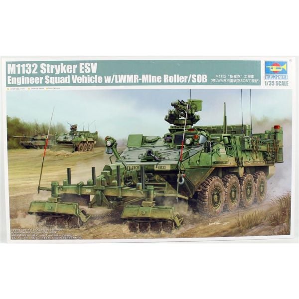 Trumpeter 01574 1/35 Ölçek, M1132 Stryker Mühendis Ekibi Aracı ve LWMR-Mayın Temizleme Aparatı, Plastik Model Kiti