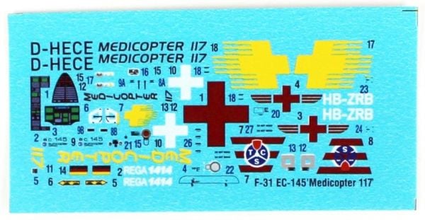 Mistercraft F031 1/72 Ölçek, EC-145 Medicopter 117 (Rega) Çok Amaçlı helikopter, Plastik Model kiti