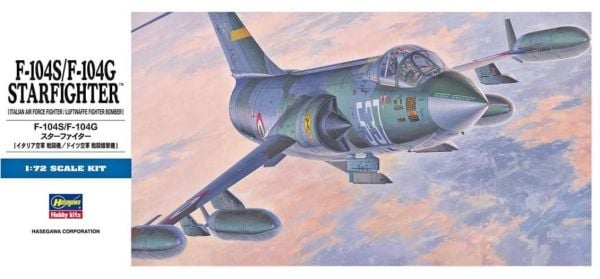 Hasegawa D17 447 1/72 Ölçek, F-104S/F-104G Starfighter, Savaş Uçağı, Plastik Model kiti