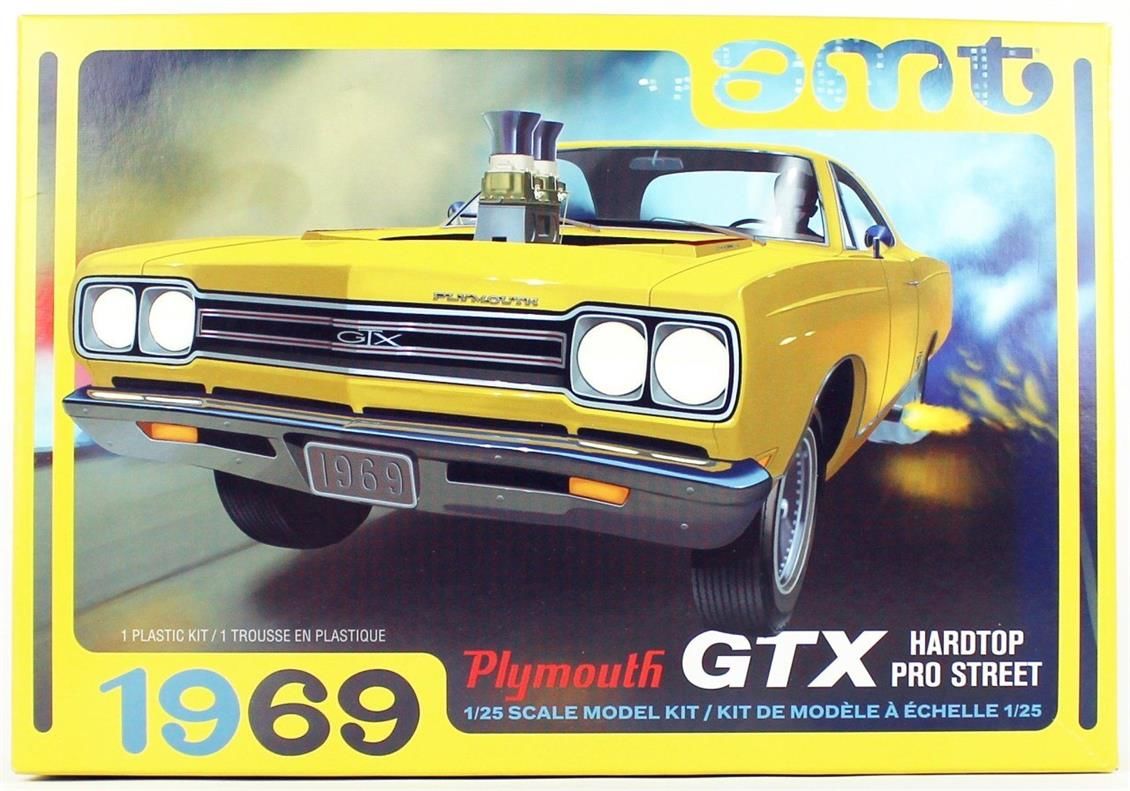 AMT 1180M 1/25 Ölçek, 1969 Plymouth GTX Hardtop Pro Street 2T, Plastik Araba Maketi