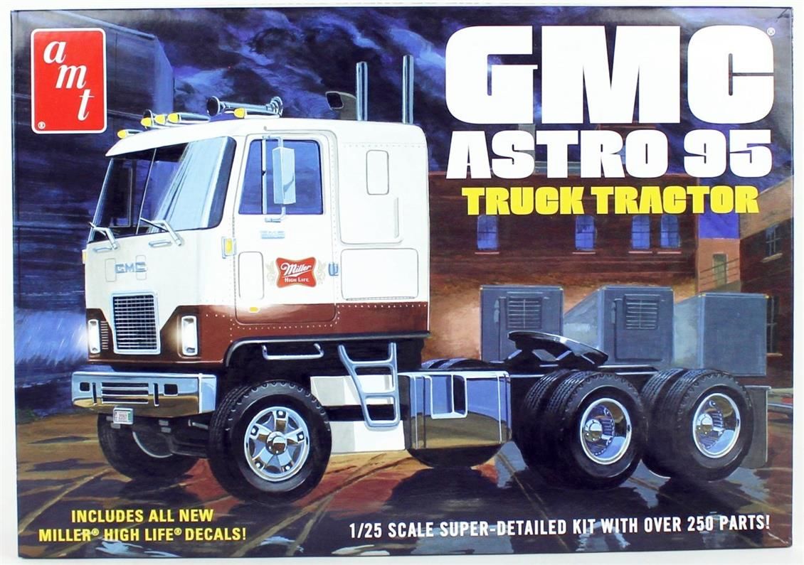 AMT 1230 1/25 Ölçek, GMC Astro 95 Semi Tractor (Miller Beer), Plastik Çekici Maketi