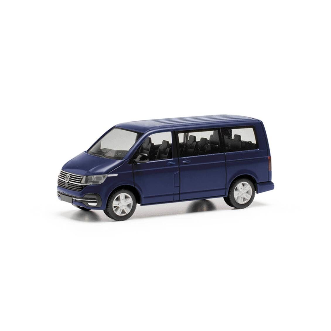 Herpa 096782-002 1/87 Ölçek, VW T6.1 Caravelle Minibüs, Koyu Mavi, Sergilemeye Hazır Model Araç