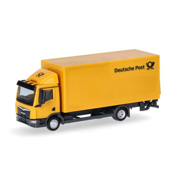 Herpa 317689 1/87 Ölçek, MAN TGL Yükleme Platformlu, Kapalı Kasa Kamyon (Deutsche Post) Sergilemeye Hazır Model Araç