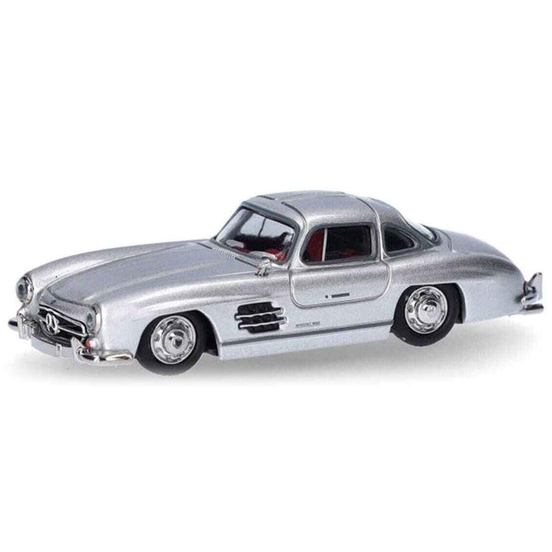 Herpa 430975 1/87 Ölçek, MB 300 SL, Martı Kapılı, Gümüş Metalik, Sergilemeye Hazır Model Araç