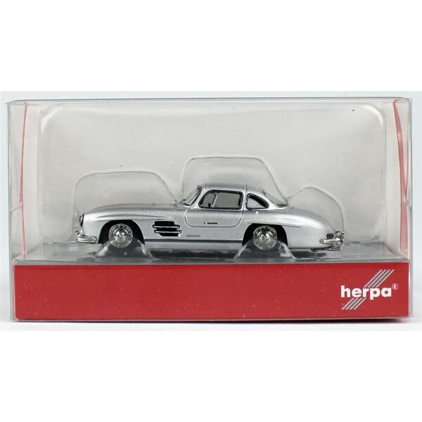 Herpa 430975 1/87 Ölçek, MB 300 SL, Martı Kapılı, Gümüş Metalik, Sergilemeye Hazır Model Araç