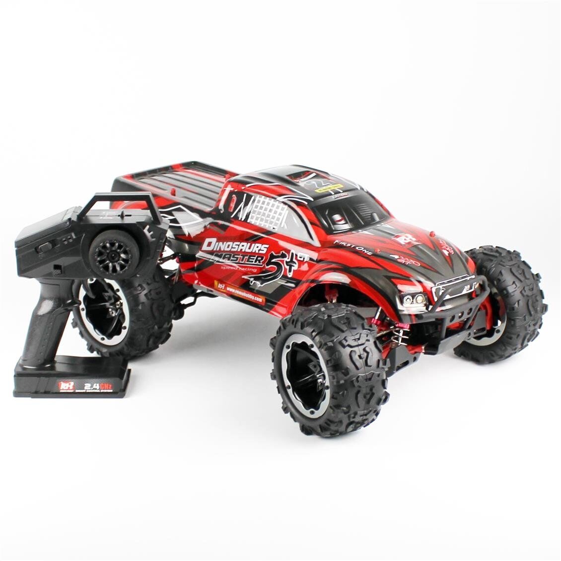 Remo 8037 1/8 Ölçek, 4WD Off Road Monster Truck (Dinosaurs Master-GT) Kırmızı Kaportalı, Fırçasız Motorlu, 11.1V 3300mAh Li-Po