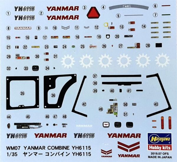 Hasegawa WM07 66007 1/35 Ölçek, Yanmar YH6115 Biçer Döver Plastik Model Kiti