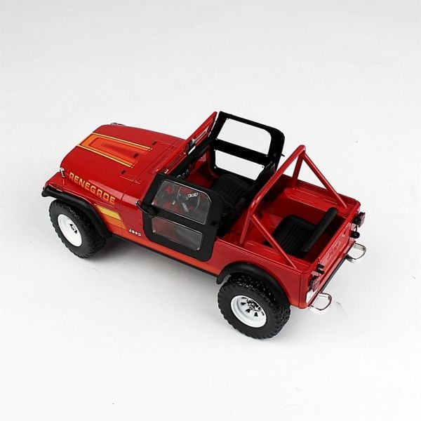 Greenlight 19060 1/18 Ölçek, 1983 Jeep CJ-7 Renegade,Sarah Connor Figürlü (The Terminator 1984), Kırmızı, Sergilemeye Hazır Met