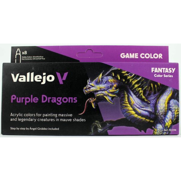 Vallejo 72194 8X18 ml. Purple Dragons, Game Color Serisi Model Boyası Seti