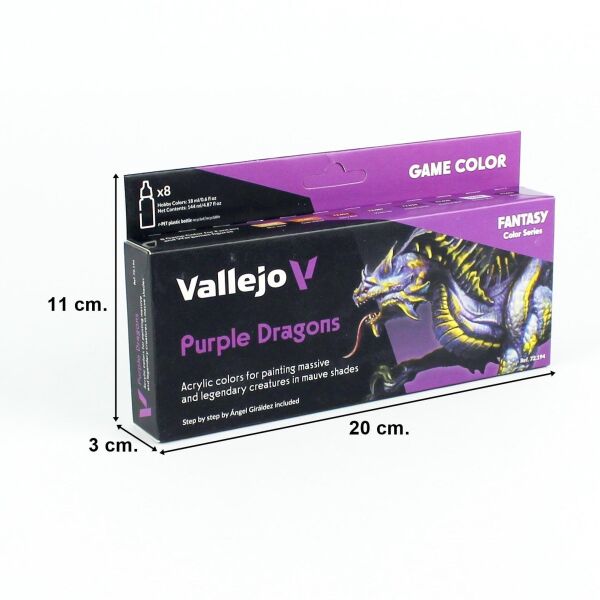 Vallejo 72194 8X18 ml. Purple Dragons, Game Color Serisi Model Boyası Seti